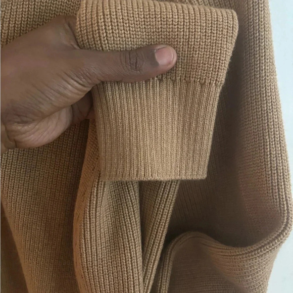 Nordstrom Mens Shop 1/4 Zip Sweater XXL Tan Ribbed Knit Minimalist Heavyweight - Picture 5 of 6